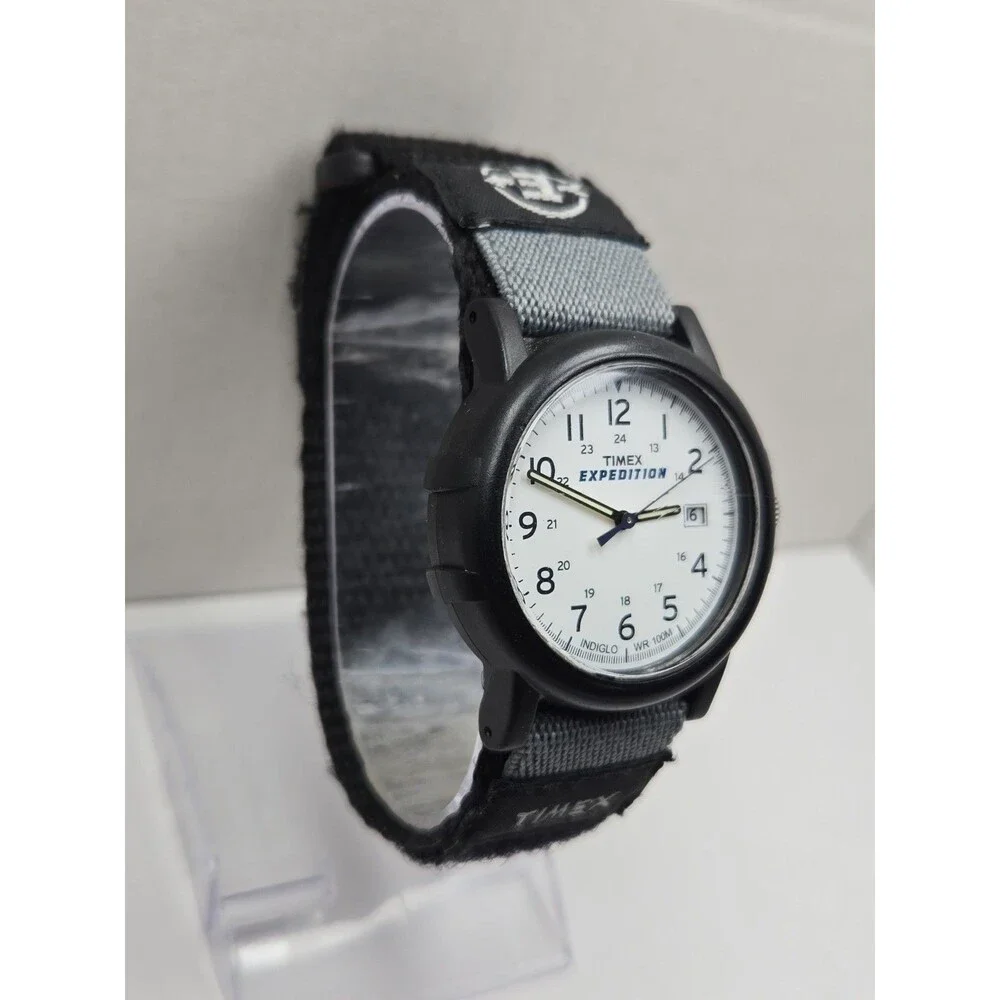 Timex Expedition Camper 38mm White Dial Indiglo Date 100M Mens Watch New Battery
